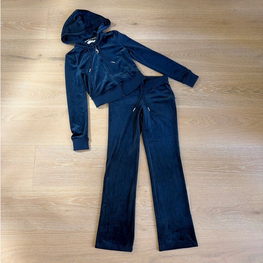 Juicy Couture Velour Zip Hoodie & Pants OGBig Bling Sagittarius Size XS Navy